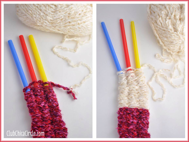 Multicolored straw knitting tutorial