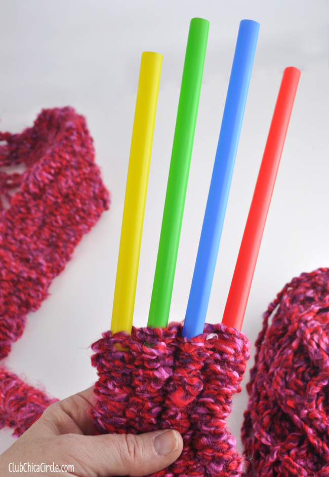 Easy Knitting With Big Straws For Kids