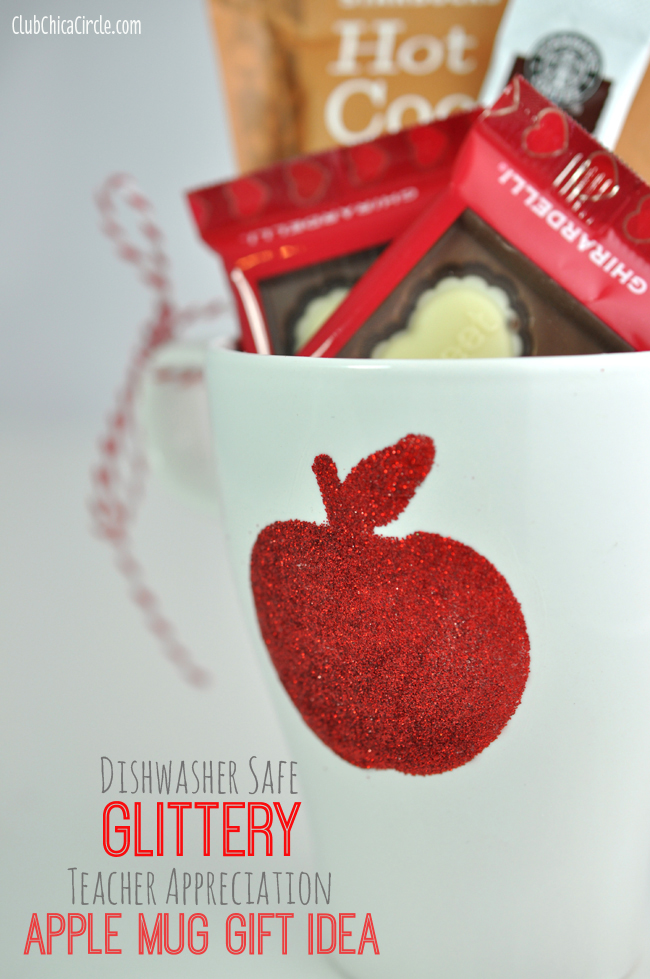 Apple glitter mug homemade teacher gift idea