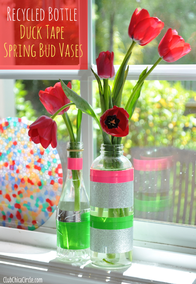 Duck Tape Decorated Spring bud vases