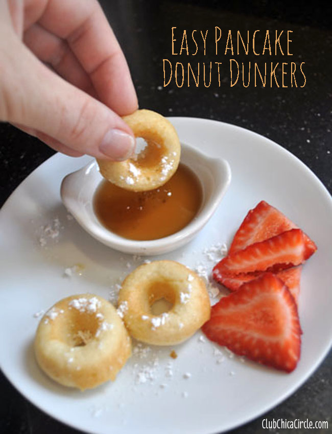 Pancake mix donuts in the BabyCakes Donut Maker, easy breakfast idea.