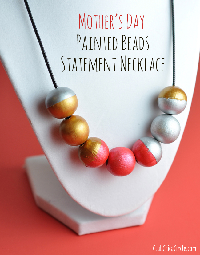 Painted bead necklace mother's day gift idea