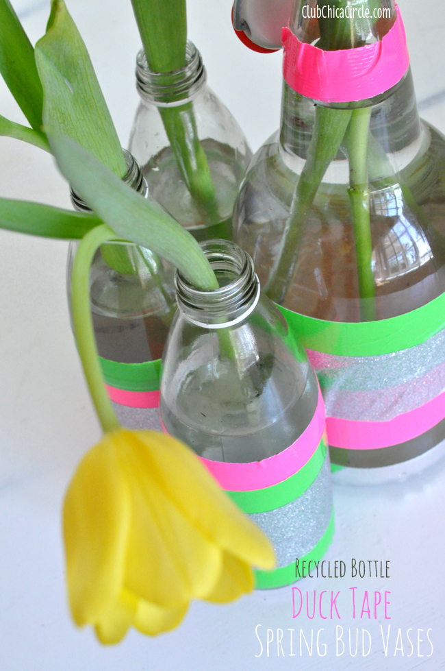 Spring flower vases with Duck Tape