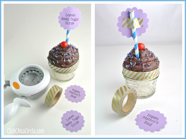 Caulk cupcake with printable tag and washi tape