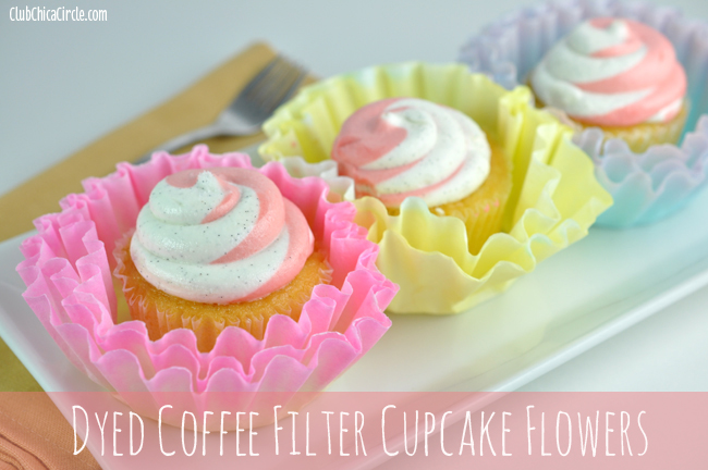 Coffee Filter Flower Cupcakes Party tray