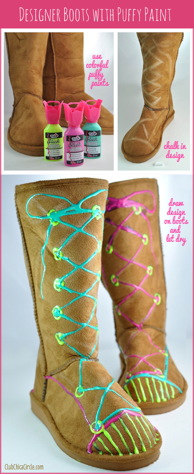 Tween Designed UGG Style Boots with Puffy Paint Club Chica