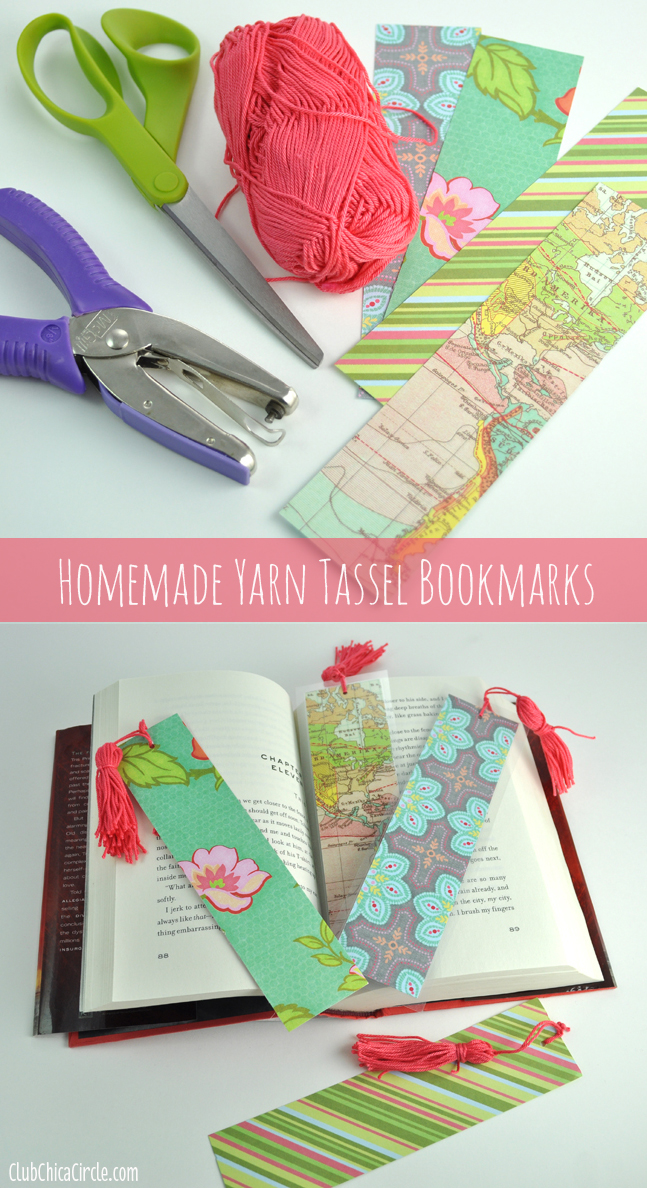 How to make a homemade tassel bookmarks with scrapbook paper