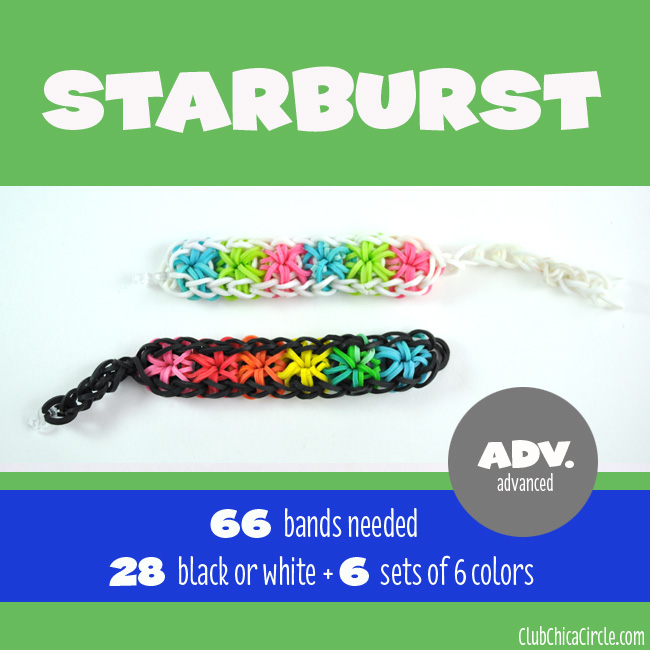 Rainbow Loom Starburst bracelet chart