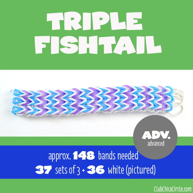 Rainbow Loom Triple Fishtail Bracelet chart