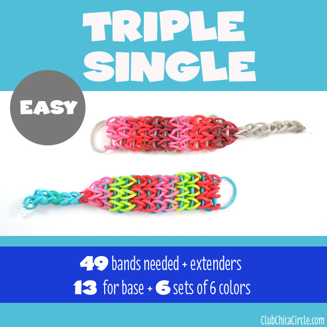 Rainbow Loom Triple Single Bracelet chart
