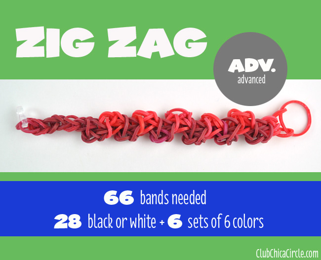 Rainbow Loom Zig Zag bracelet chart