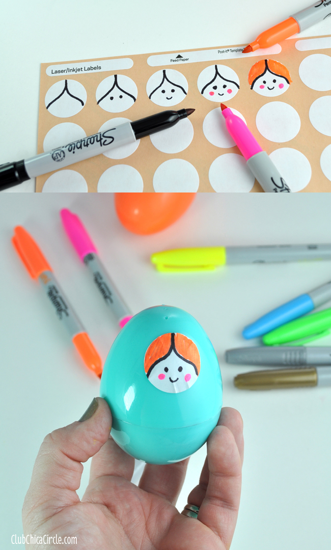 Step by step drawing cartoon face for nesting doll craft