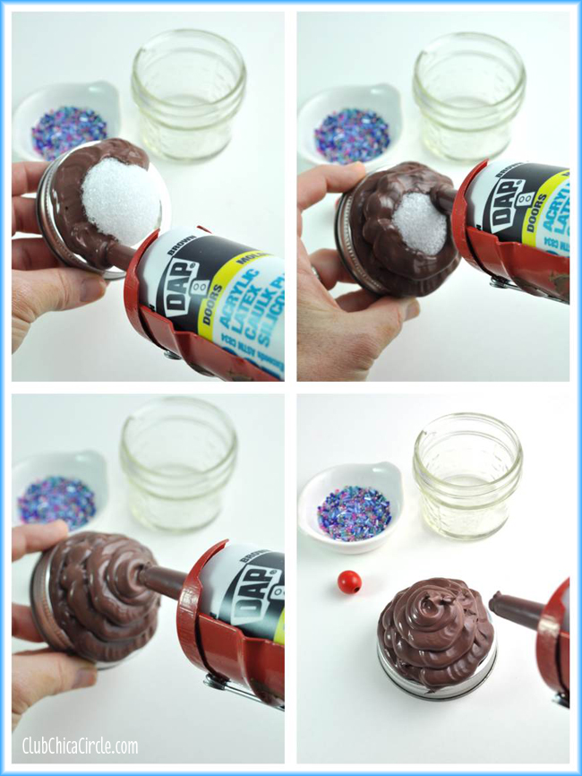 caulk cupcake mason jar craft and gift idea