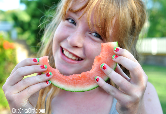 Fun Summer Tween Watermelon Manicure