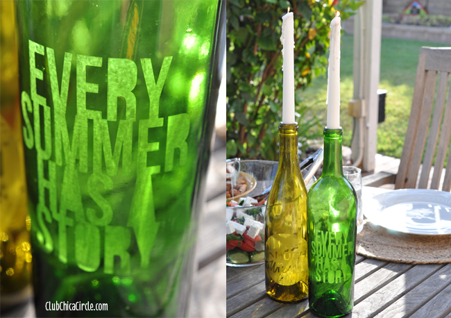 Glass Etched Wine Bottles DIY and Craft Idea