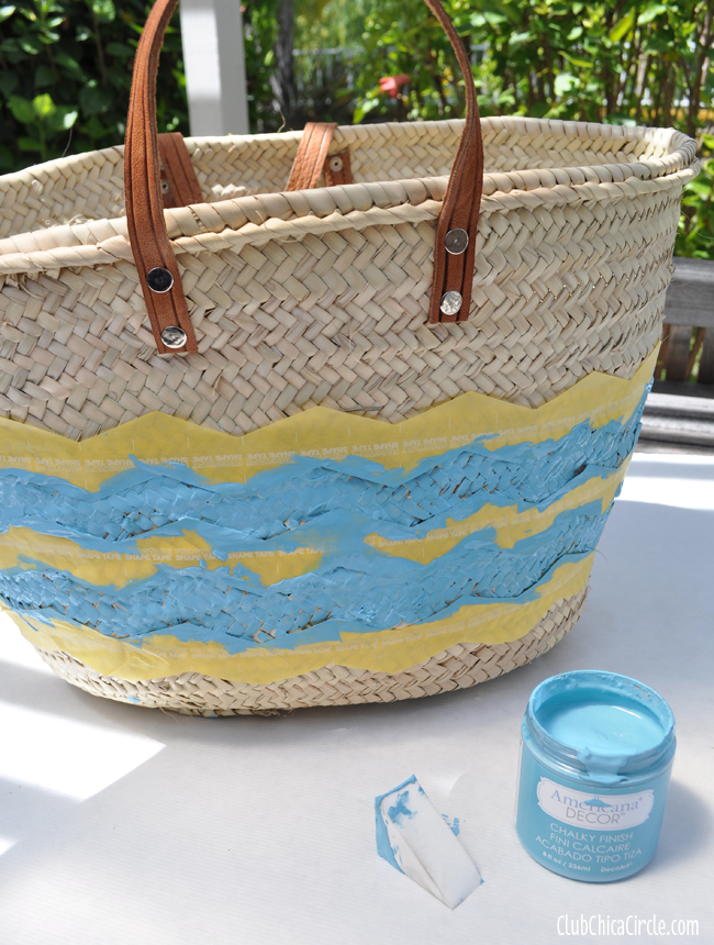 How to paint chevron stripes on a beach bag