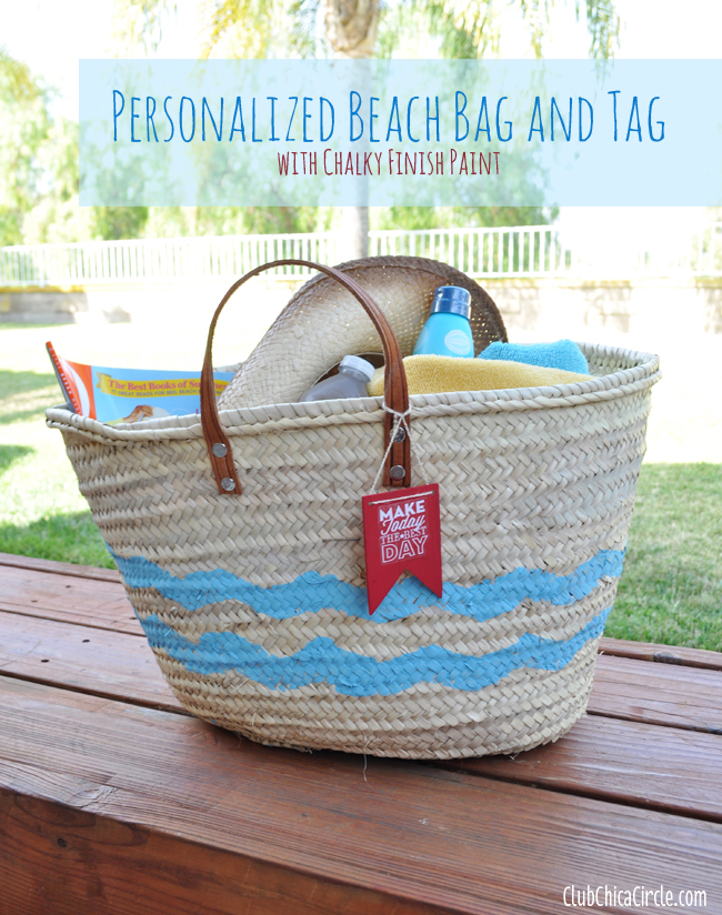 Personalized Beach Bag and Tag with Chalky Finish Paint