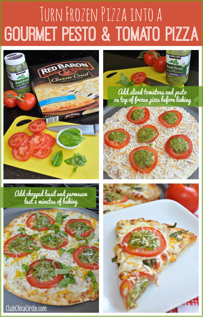 Turn Frozen Pizza into a Gourmet Pesto and Tomato Pizza