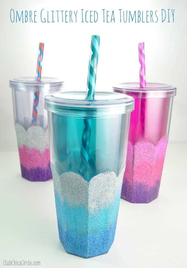 Glittery Plastic Tumblers Craft for #BrewOverIce Iced Tea