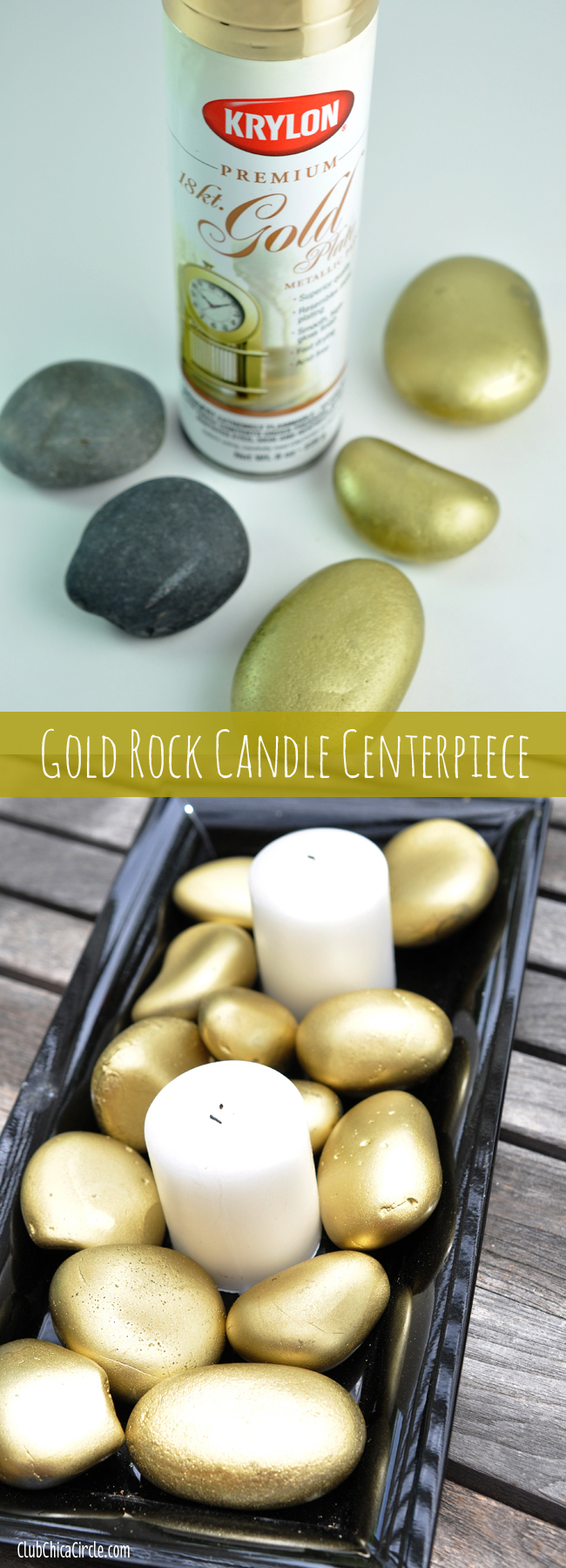 Gold Rock Candle Centerpiece easy craft idea