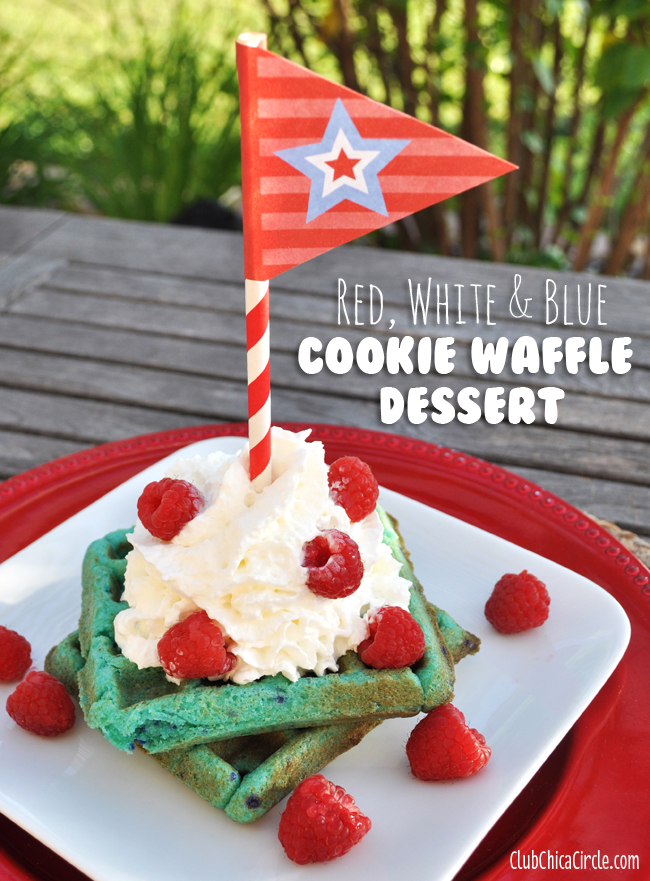 Red, white and blue Cookie Waffles Dessert Idea