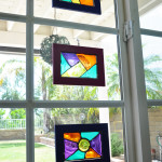 homemade stained glass frame suncatchers craft idea