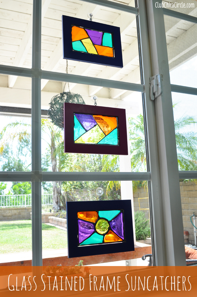 homemade stained glass frame suncatchers craft idea