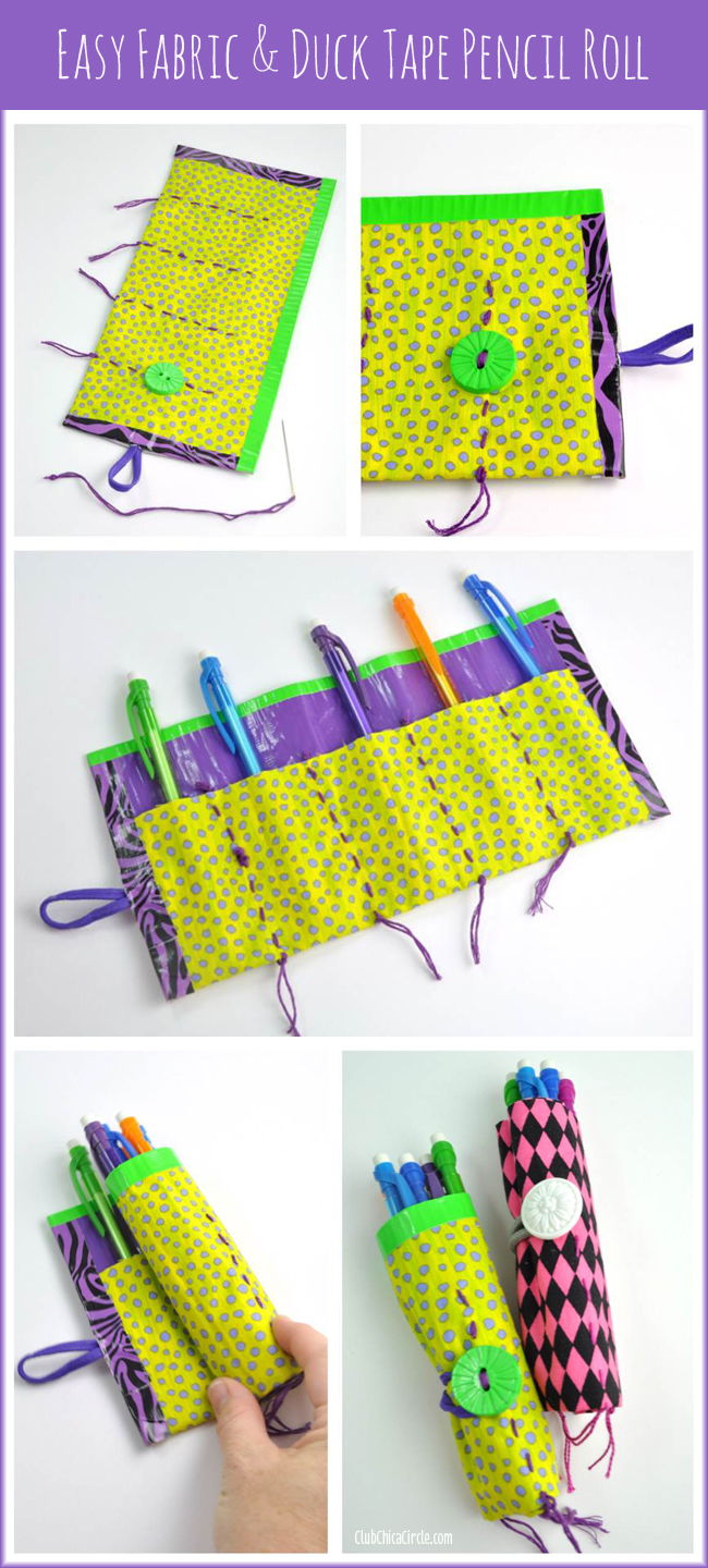 Easy fabric and duct tape pencil roll tutorial for kids