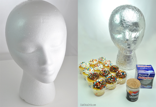 One-of-a-Kind Foam Head Cupcake Centerpiece