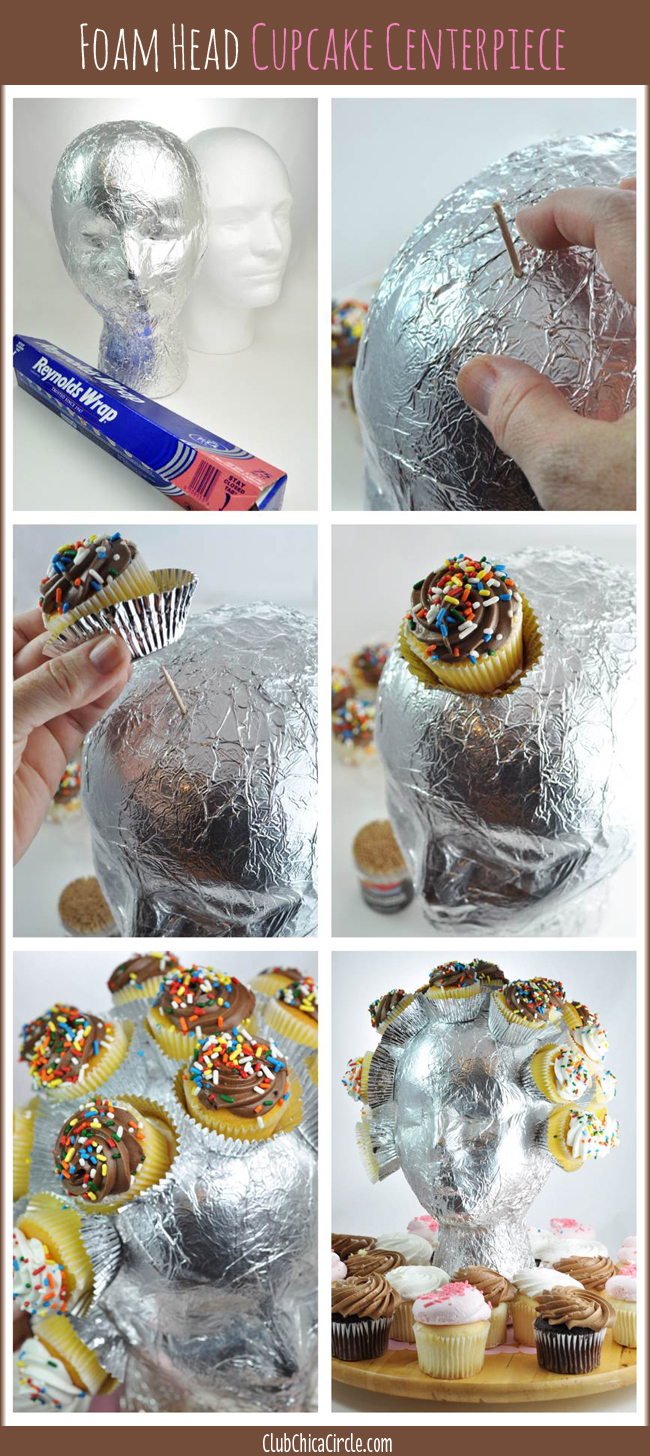 How to Make a Cool Foam Head Cupcake Centerpiece