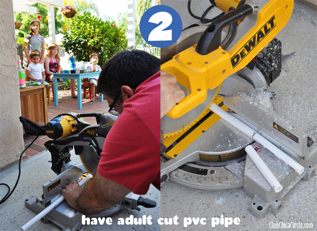 STEP 2 - PVC Water Guns cutting pipe step