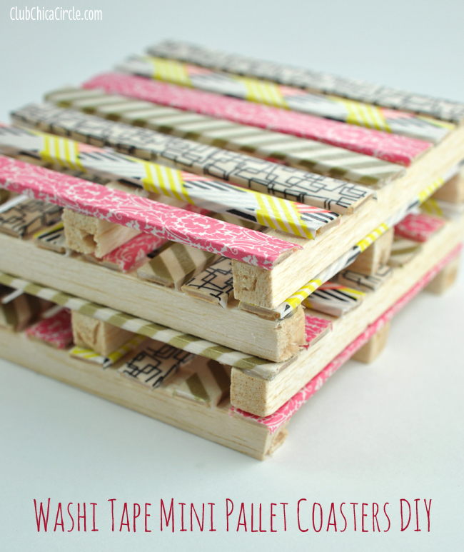 Washi Tape Mini Pallet Coasters DIY