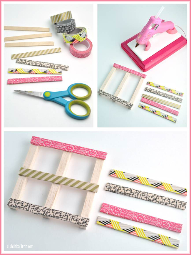 Washi Tape Mini Pallet Coasters DIY