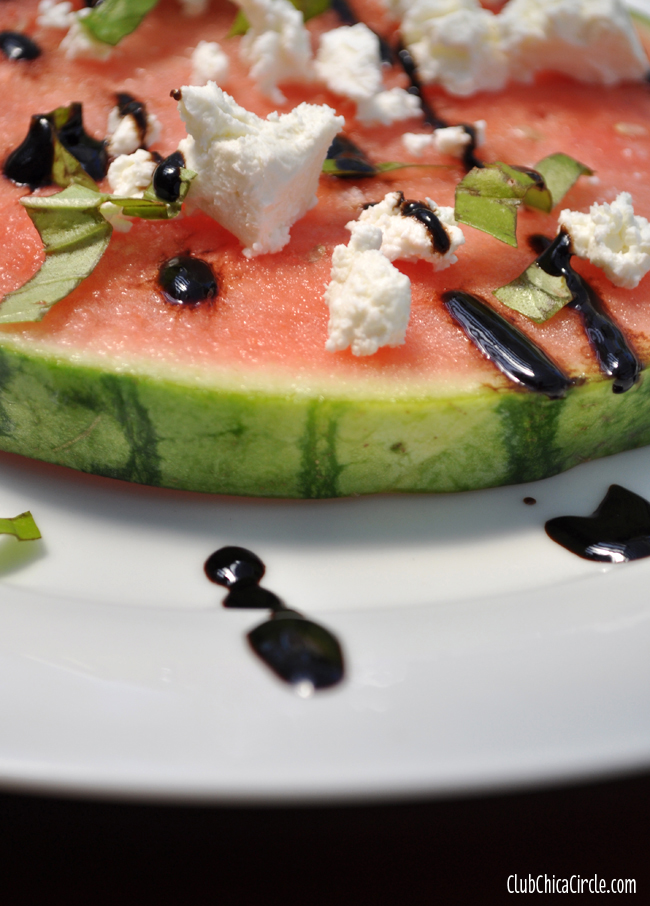 Watermelon pizza with balsamic and feta