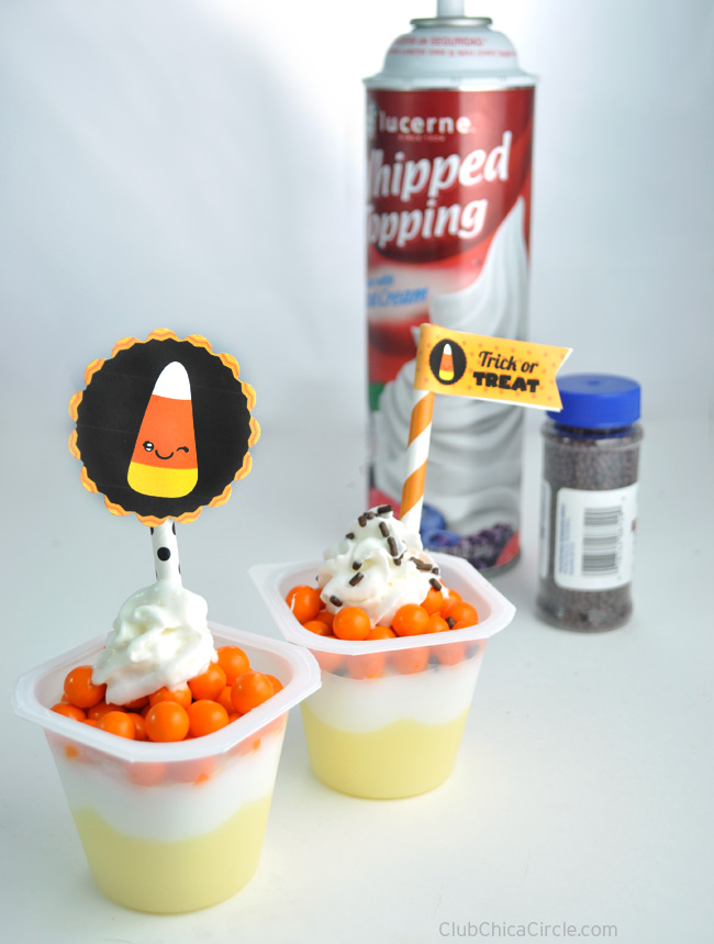 Candy Corn Pudding cups with free printable