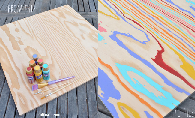 Colorful Wood Grain Wall Art DIY