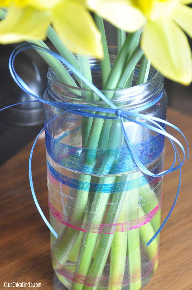 juice bottle glitter vases