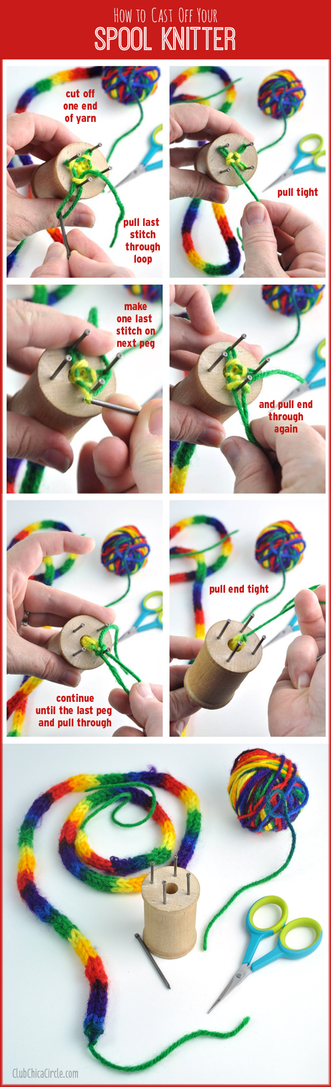 How to Cast Off your homemade Spool Knitter