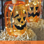 Mason Jar Glass Pumpkins Halloween Craft Idea