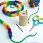 Spool knitting easy DIY with wood spool and nails