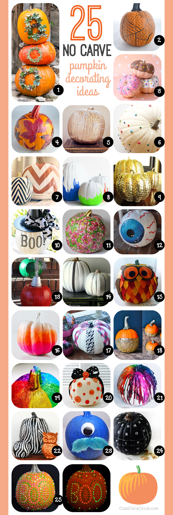 25 No Carve Pumpkin Decorating Ideas