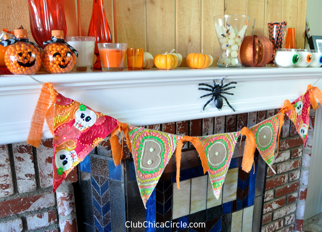 BOO and Day of the Dead Halloween Bunting Banner Mantle Decor