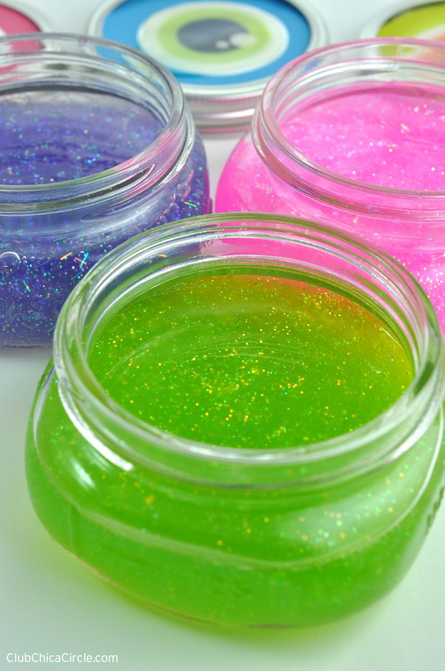 Eyeball Mason Jars with Homemade Glittery Slime