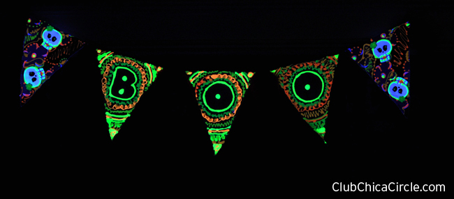 Halloween glow in the dark banner with blue light effect
