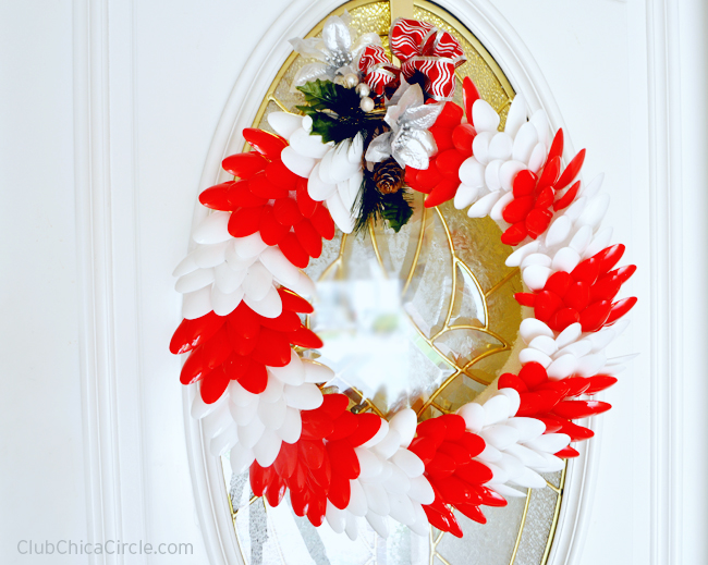 Holiday Wreath Craft Idea with Plastic Spoons