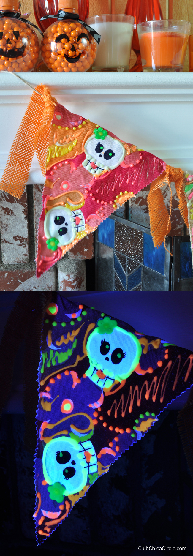 Homemade Glow in the Dark Banner with Tulip paints DIY