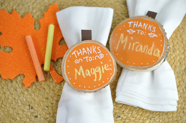 Chalky Finish Pumpkin Napkin rings for Thanksgiving