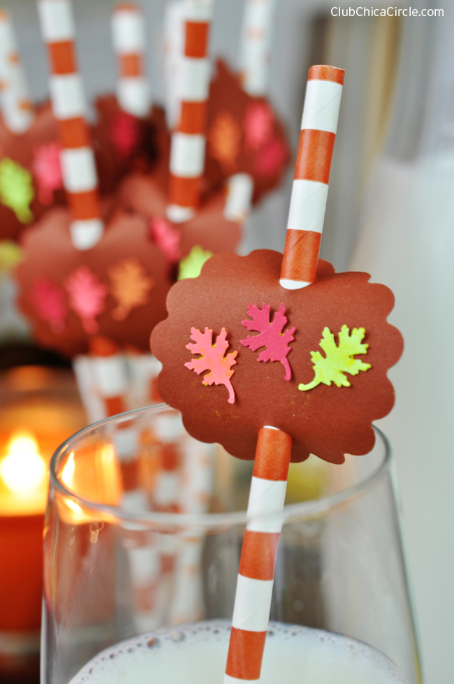 Fall Leaf Thanksgiving Party Straws DIY