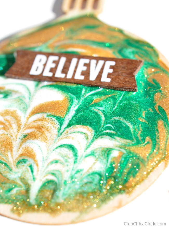 Glitter Mod Podge and Painted Wood Ornaments craft for kids