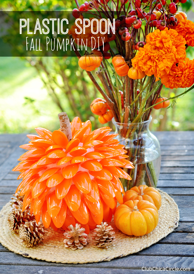 Homemade Fall Pumpkin with Plastic Spoons DIY